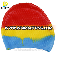 wholesale price silicone swim cap bubble cap water droplets red swimming cap